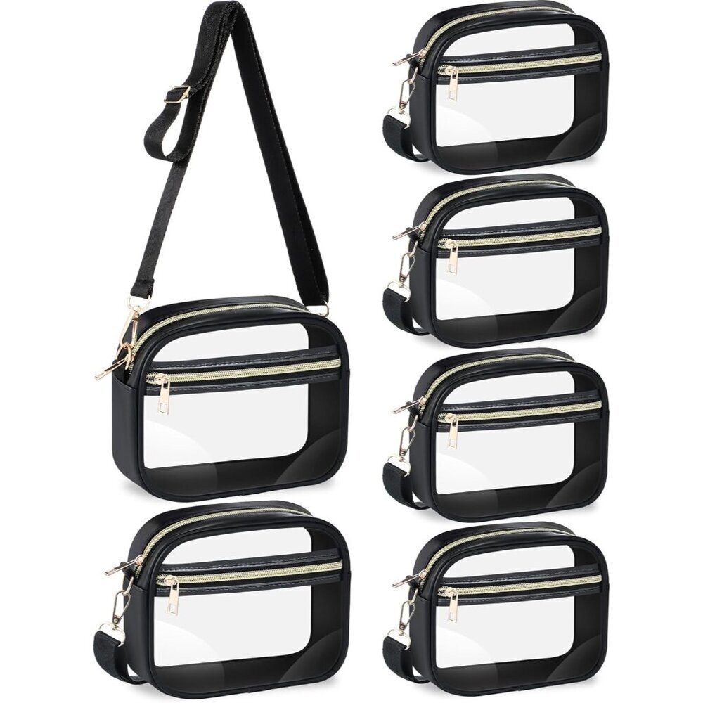 6 Pack Clear Crossbody Bags TPU Waterproof Stadium Approved Festival Purse